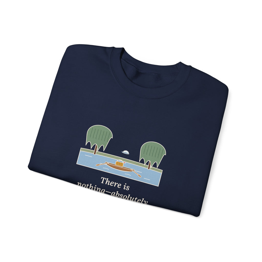 Simply Messing About in Boats Sweatshirt, Boating Grahame Quote Crewneck with River Rowboat