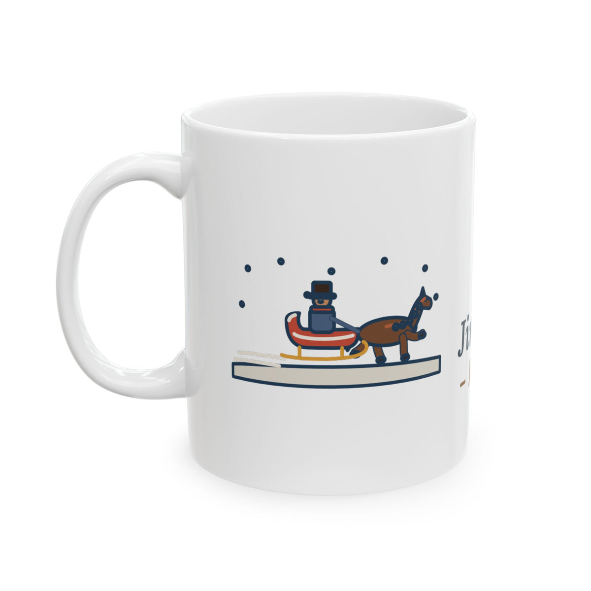 Pierpont Quote Mug, Sleigh Bells in the Snow, Christmas One-Horse Sleigh Coffee Mug 11oz