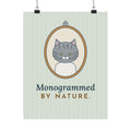 Gray Tabby Cat Poster - Forehead M Initial, Nature's Own Letter Hoop Portrait Wall Art