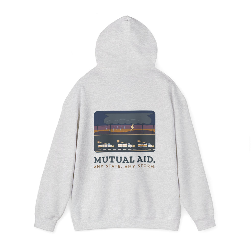 Lineworker Hoodie - Mutual Aid. Any State. Any Storm. Lineman Gift Hoodie