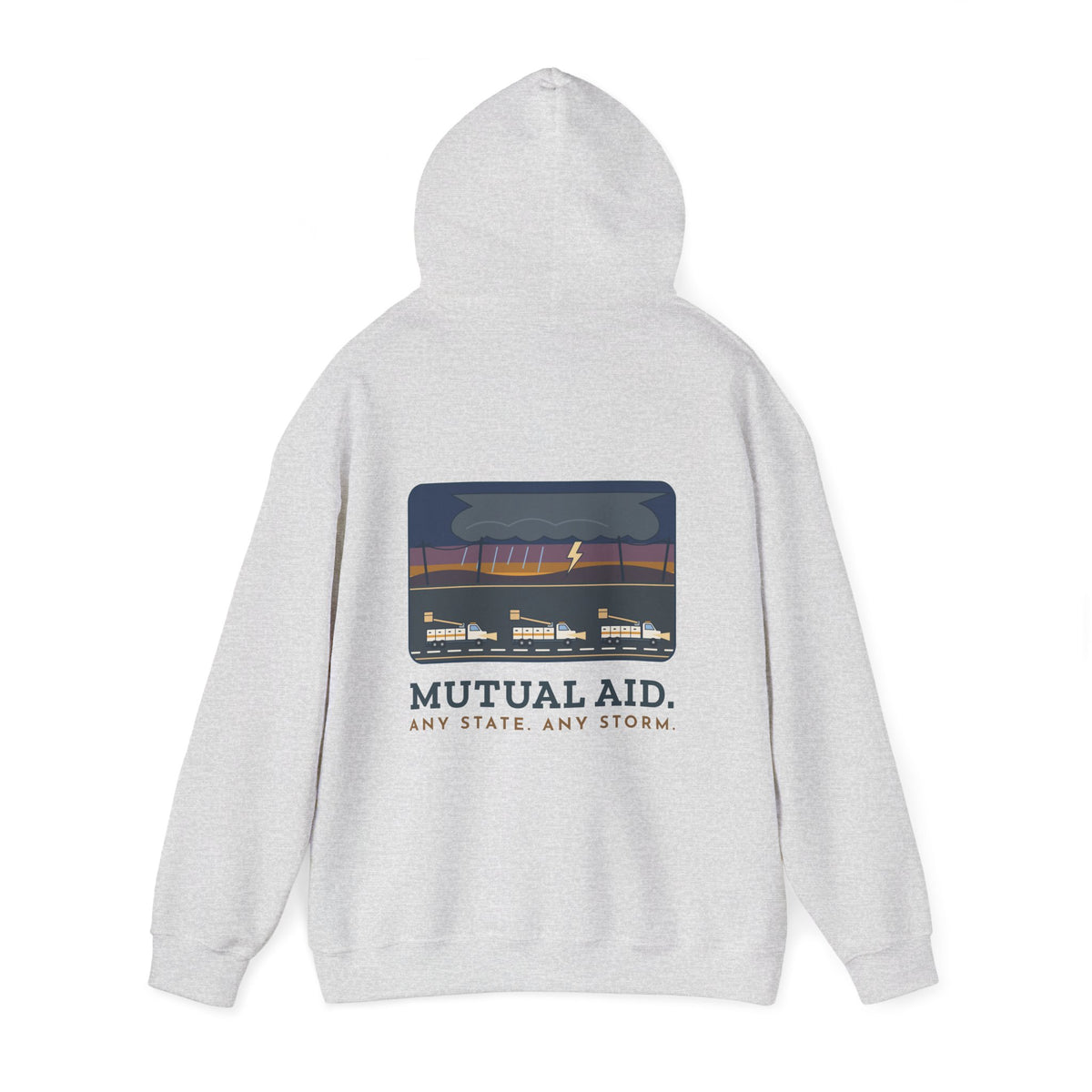 Lineworker Hoodie - Mutual Aid. Any State. Any Storm. Lineman Gift Hoodie