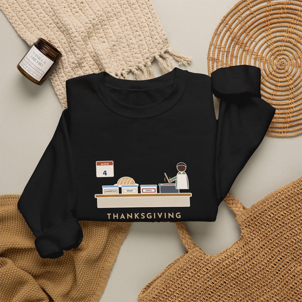 Thanksgiving Leftovers Sweatshirt, Day Four, Sandwich, Then Soup, Now Turkey Chili, Funny Leftover Plan Crewneck