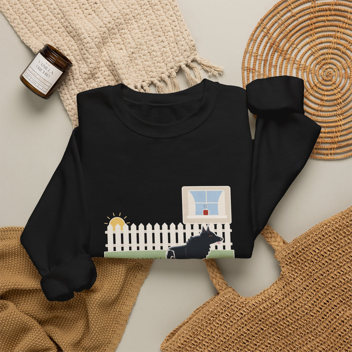 Schipperke Crewneck Sweatshirt - Patrolled the Fence Line Eleven Times Before Breakfast