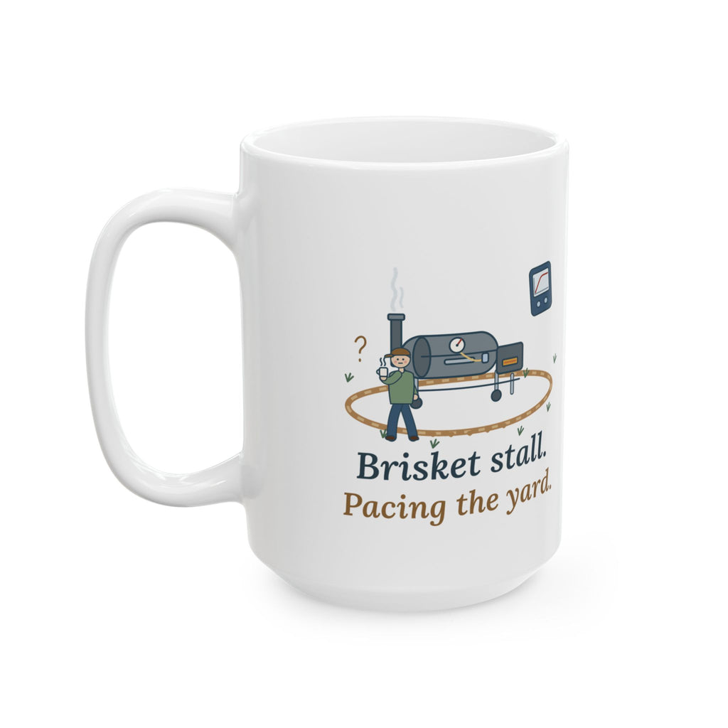 Large 15oz BBQ Smoker Mug - Brisket Stall. Pacing the Yard. Pitmaster Coffee Mug