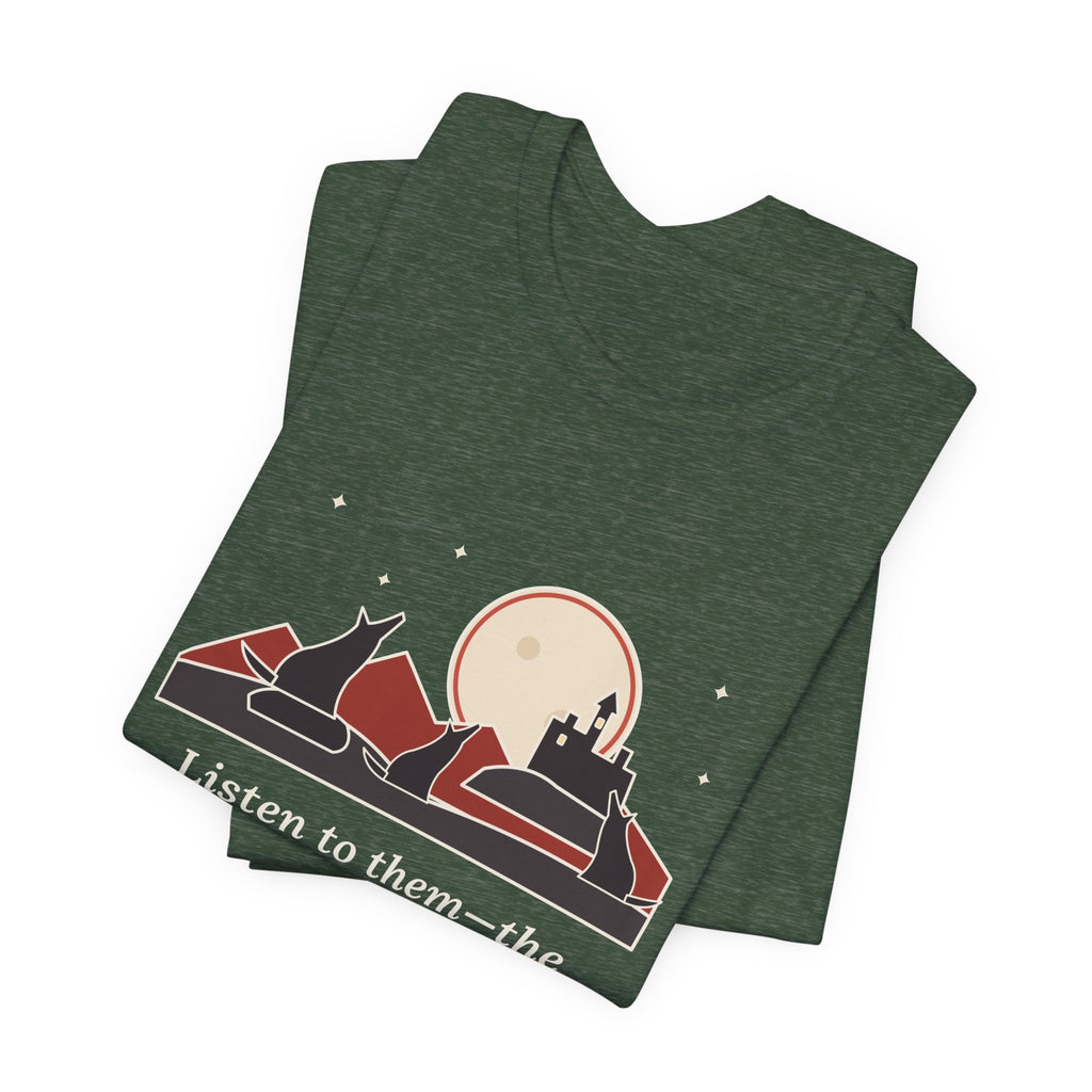 Bram Stoker Quote T-Shirt, The Children of the Night, Gothic Wolves and Red Moon Tee