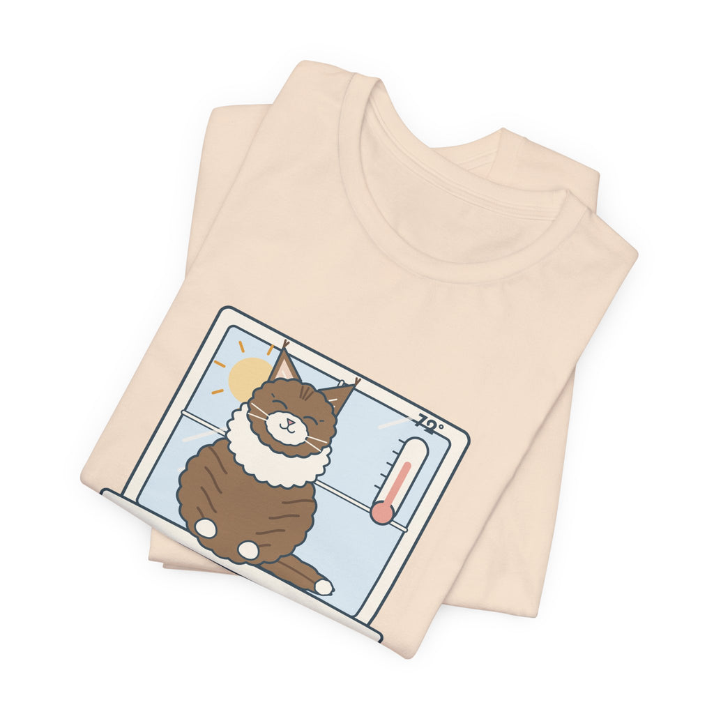 Norwegian Forest Cat T-Shirt - Wears a Winter Coat to the Windowsill Fluffy Cat Tee