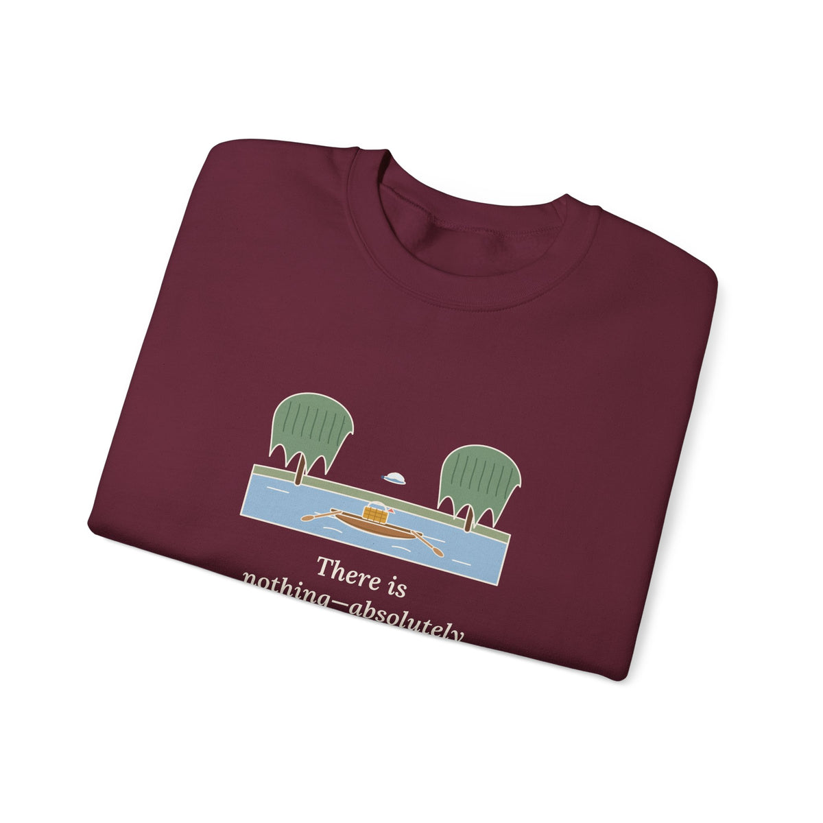 Simply Messing About in Boats Sweatshirt, Boating Grahame Quote Crewneck with River Rowboat
