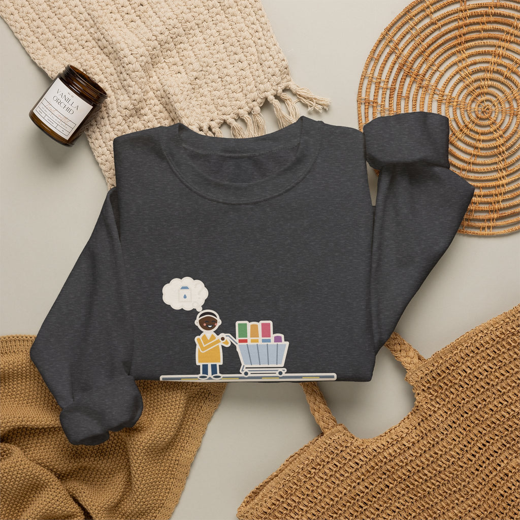 Grocery Run Sweatshirt, Went In for Milk, Came Out with a Cart Full of Snacks, Forgot the Milk, Funny Cart Full Crewneck