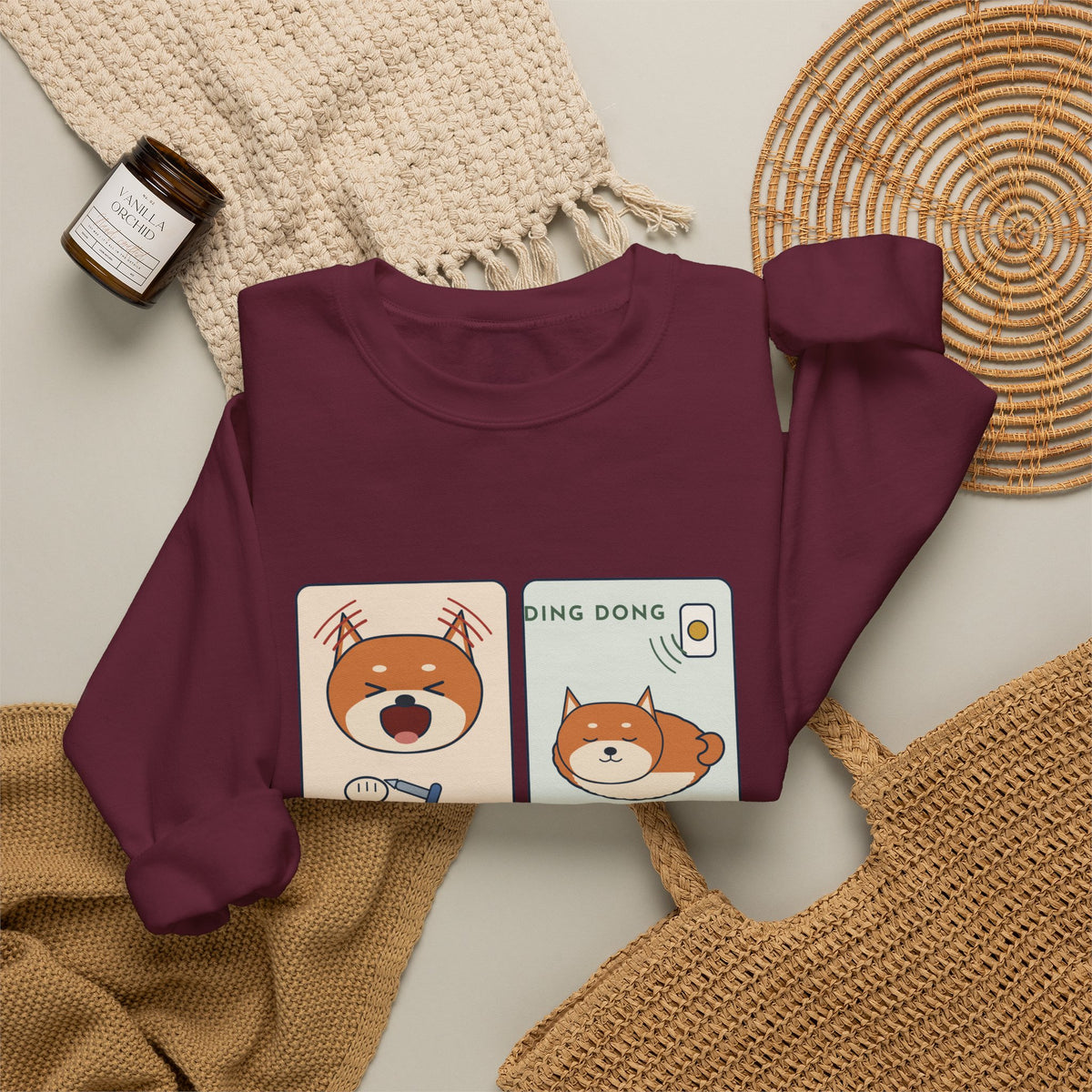 Shiba Inu Crewneck Sweatshirt - Screams at Nail Trims. Ignores the Doorbell.