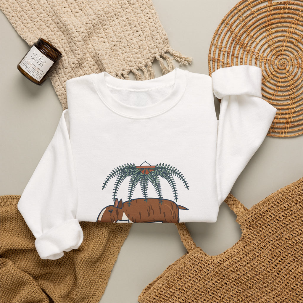 Bull Terrier Crewneck Sweatshirt - Trancing Under the Ferns Slow Motion Dog Lover Gift