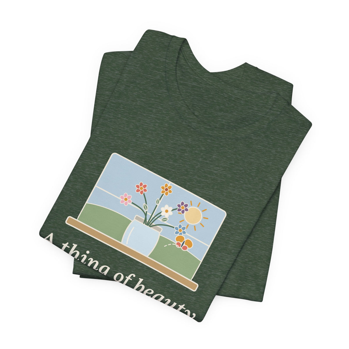 John Keats Quote T-Shirt, A Thing of Beauty Is a Joy Forever, Nature Wildflower Jar Tee
