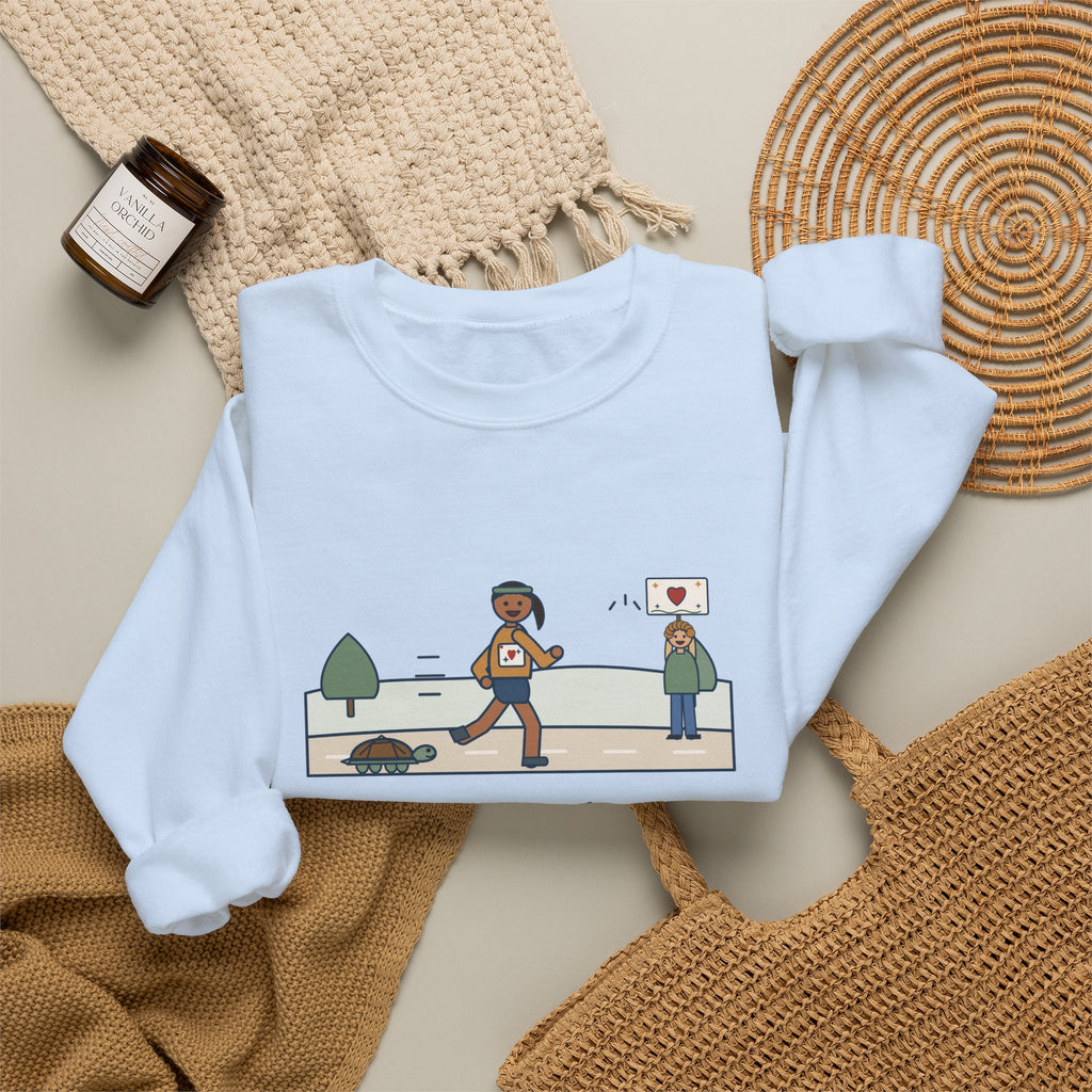 Ran It Slow. Ran It Anyway. Sweatshirt, Running Quote Crewneck, Turtle Pace