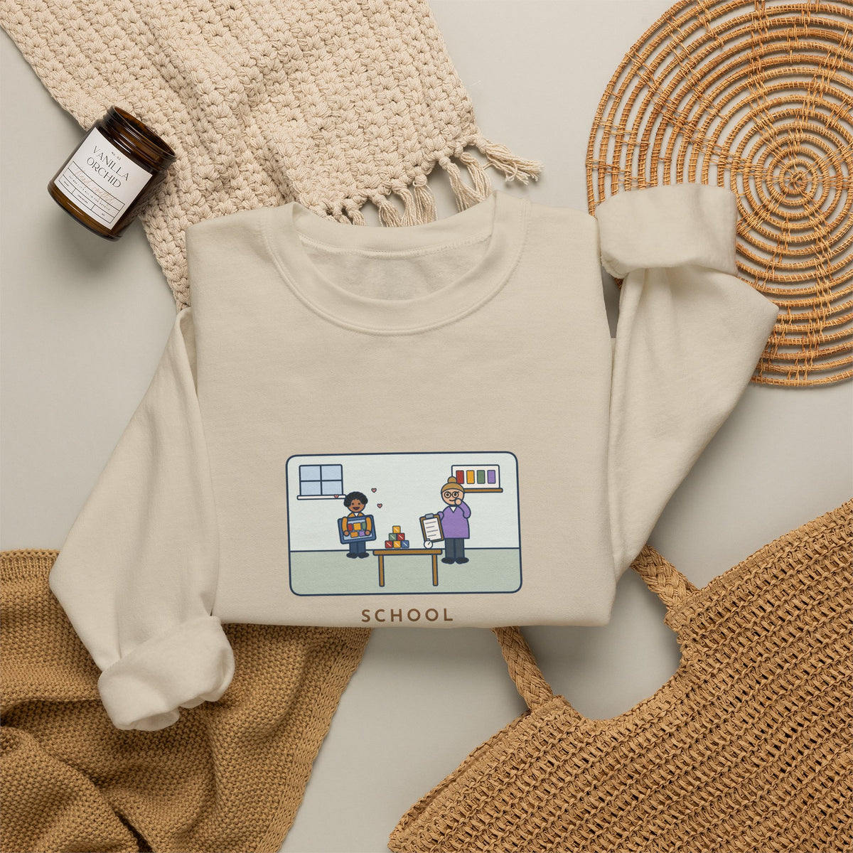 School Psychologist Sweatshirt, Testing Day, He Finished the Puzzle Section and Asked to Take the Puzzles Home, Funny Testing Room Crewneck