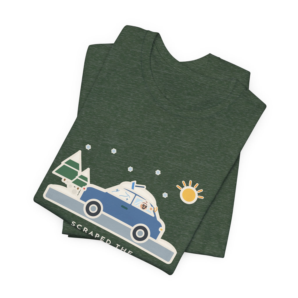 Funny Winter Driver T-Shirt, Scraped the Windshield for Ten Minutes, Back Window Still Frozen, Frosty Driveway Tee