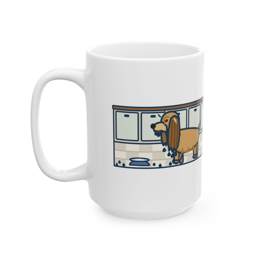 Large Cocker Spaniel Mug 15oz - Both Ears Came Out of the Water Bowl Dripping