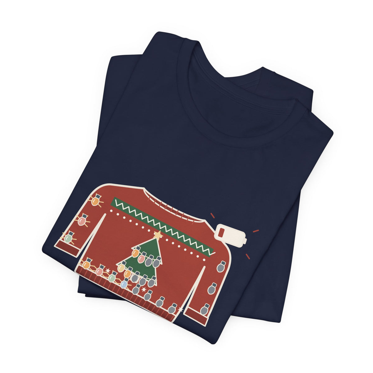 Tacky Sweater Party T-Shirt - Tackiness: 10. Battery Life: 2. Funny Christmas Lights Tee