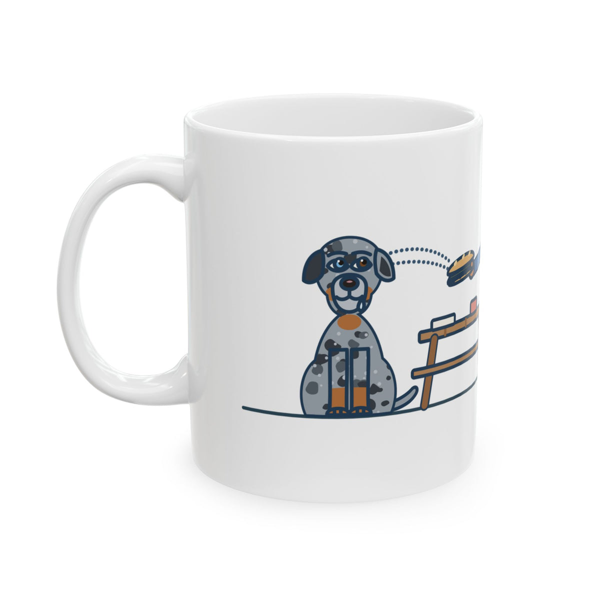 Catahoula Leopard Dog Coffee Mug 11oz - One Blue Eye, One Brown Eye, Both on My Sandwich