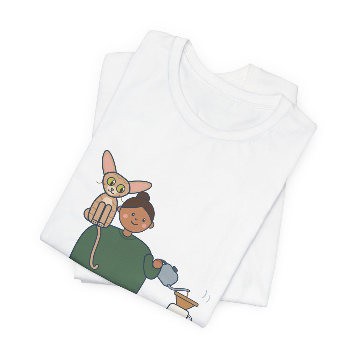 Devon Rex Cat T-Shirt - Rides on My Shoulder Like a Parrot Funny Shoulder Cat Tee