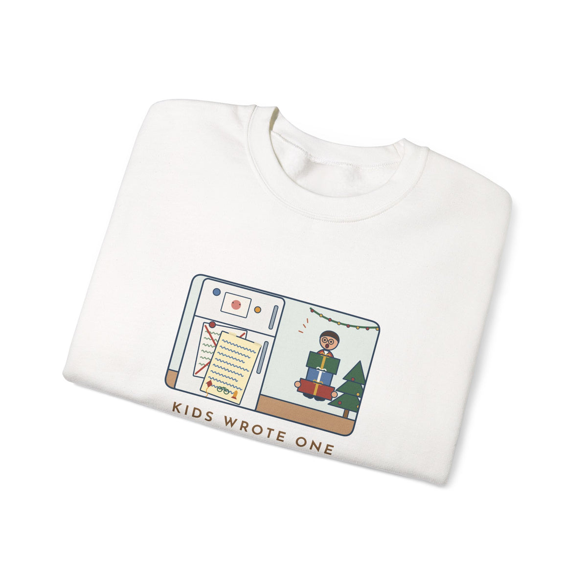 Christmas List Sweatshirt, Kids Wrote One in November, Rewrote It on December 23, Funny Fridge Door Crewneck