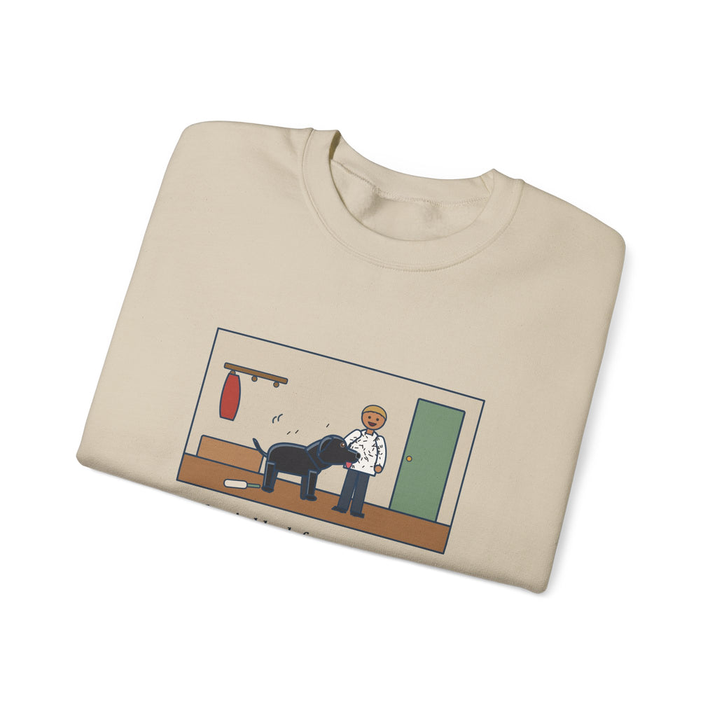 Jet-Black Dog Sweatshirt, Bought One White Sweater, Wore It for Six Minutes, Funny Front Hall Hug Crewneck