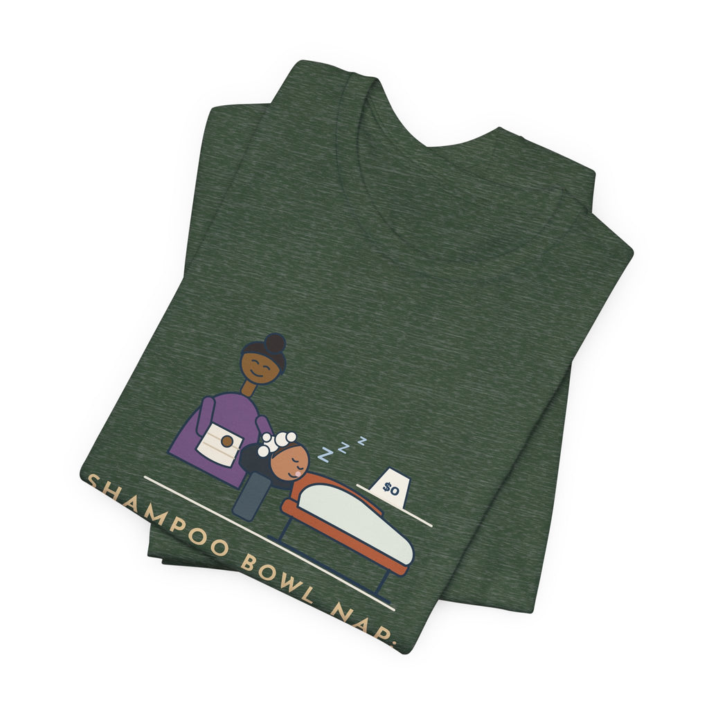 Salon Hairstylist T-Shirt - Shampoo Bowl Nap: Complimentary. Funny Stylist Tee