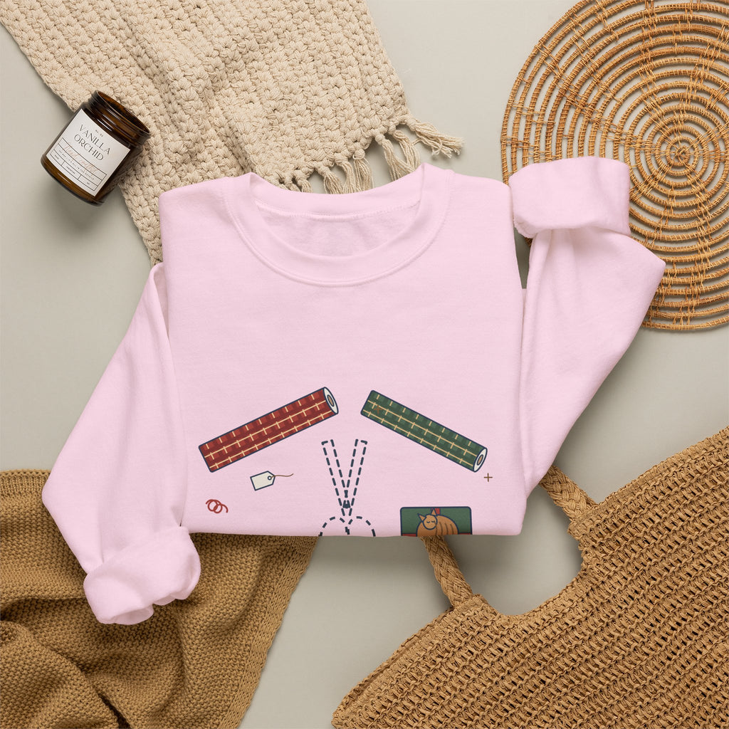 Christmas Crewneck Sweatshirt - Who Has the Scissors? Gift Wrapping Night Sweatshirt