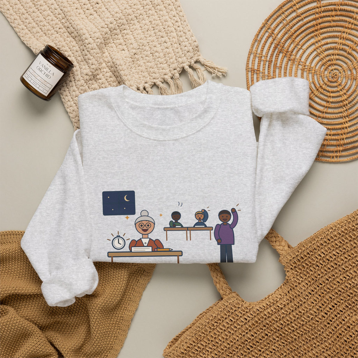 Adult Education Teacher Crewneck Sweatshirt - Grandma Finished the Math Section First