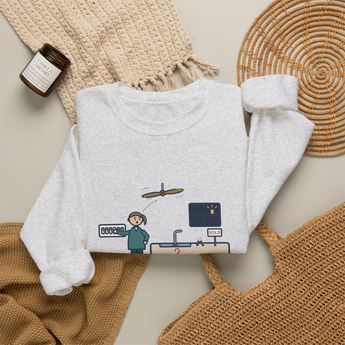 New Homeowner Sweatshirt, First Weekend Finding Which Switch Runs the Garbage Disposal, Funny Switch Plate Crewneck