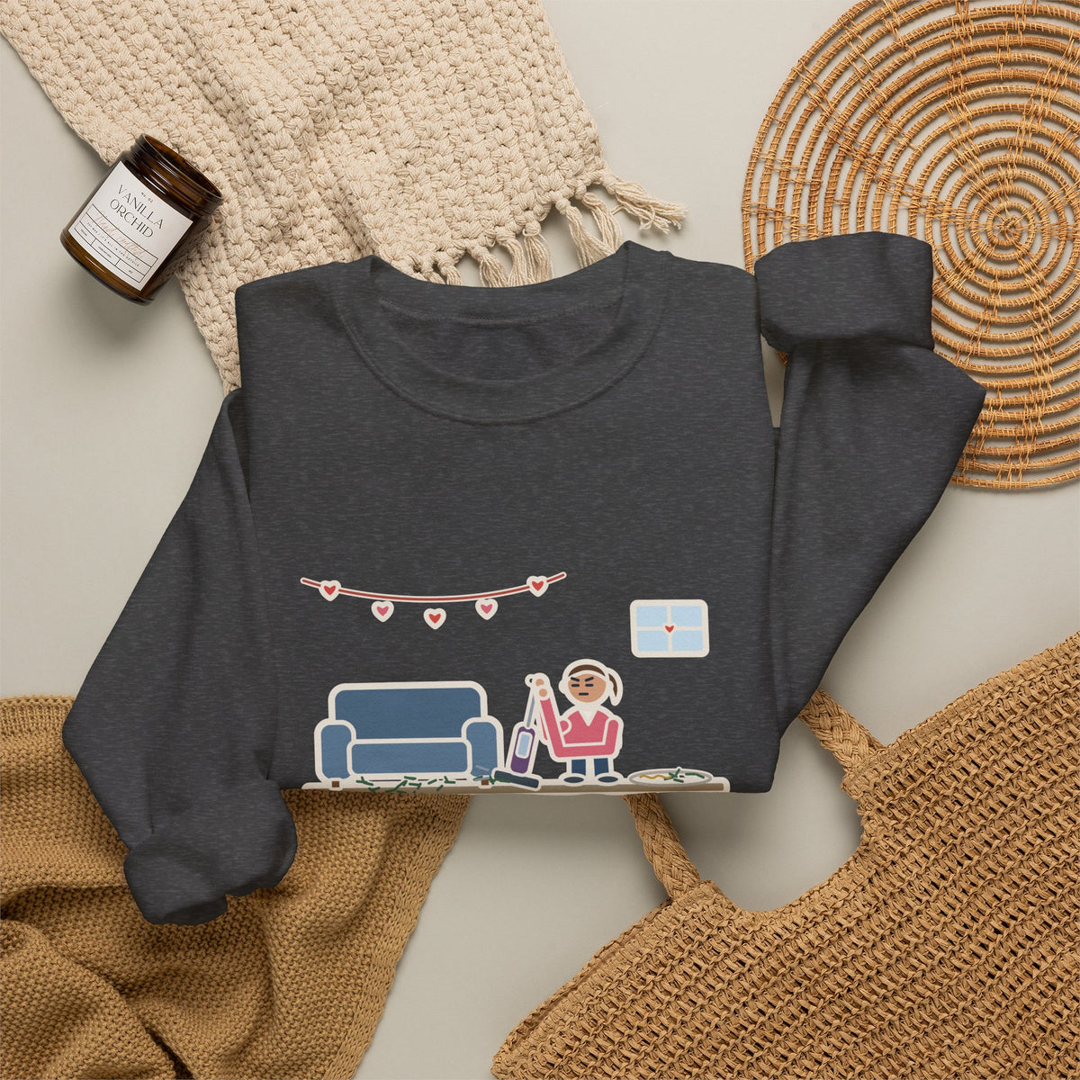 Christmas Tree Sweatshirt, Took It Down January 2, Still Vacuuming Needles on Valentine's Day, Funny February Cleanup Crewneck