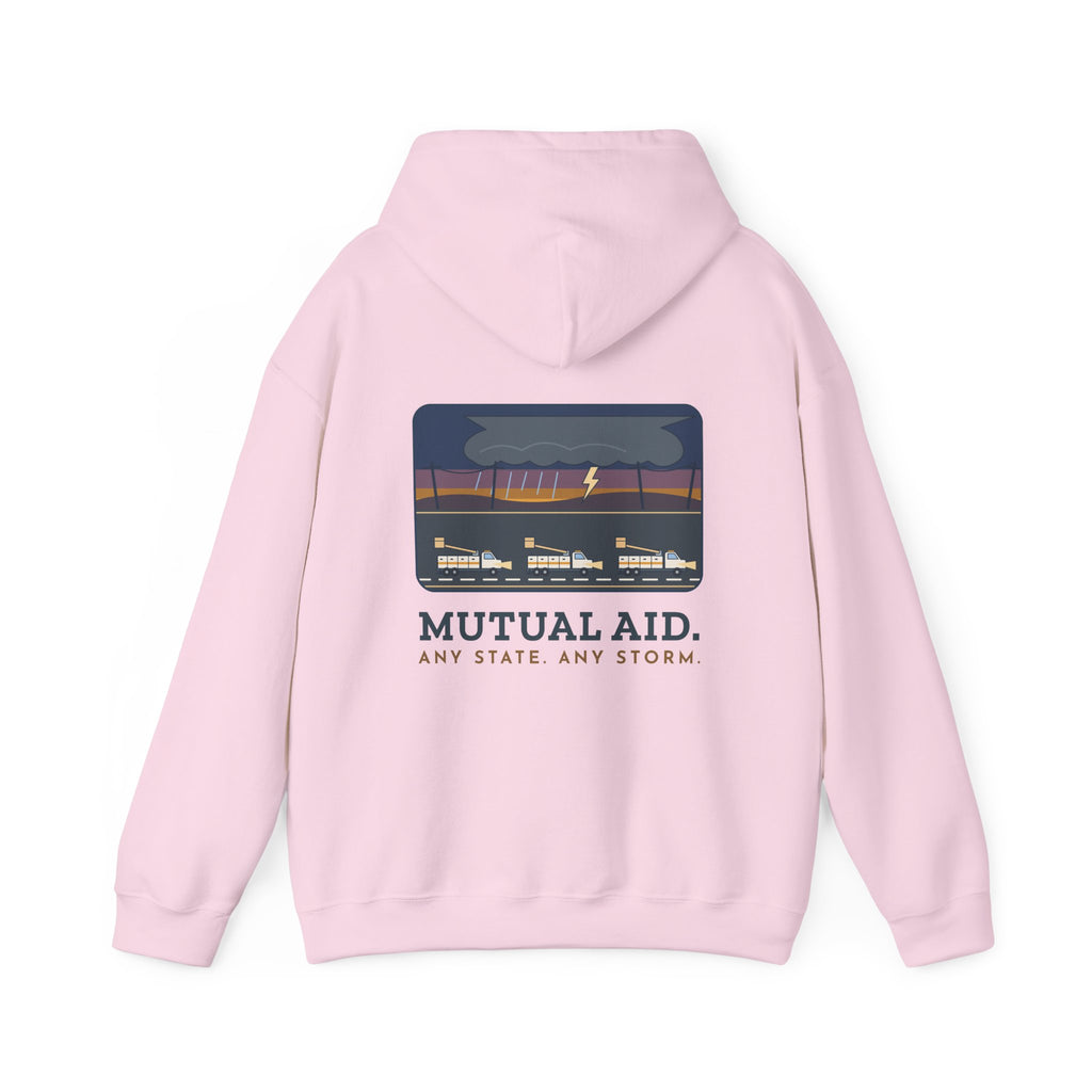 Lineworker Hoodie - Mutual Aid. Any State. Any Storm. Lineman Gift Hoodie