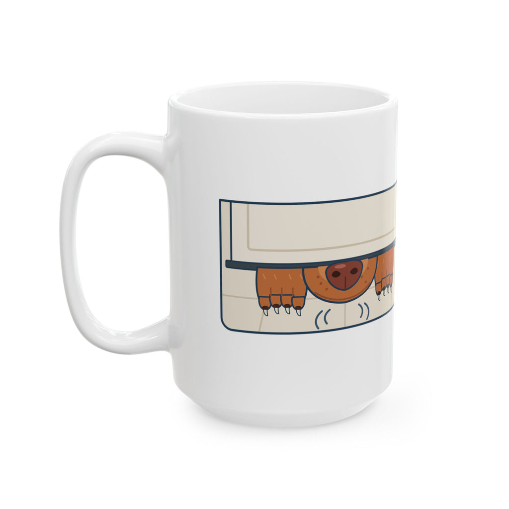 Large 15oz Vizsla Mug - Nose and Paws Under the Bathroom Door Dog Owner Gift