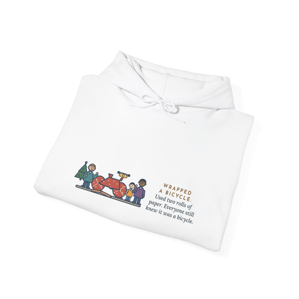 Funny Christmas Gift Hoodie, Wrapped a Bicycle with Two Rolls of Paper, Everyone Still Knew