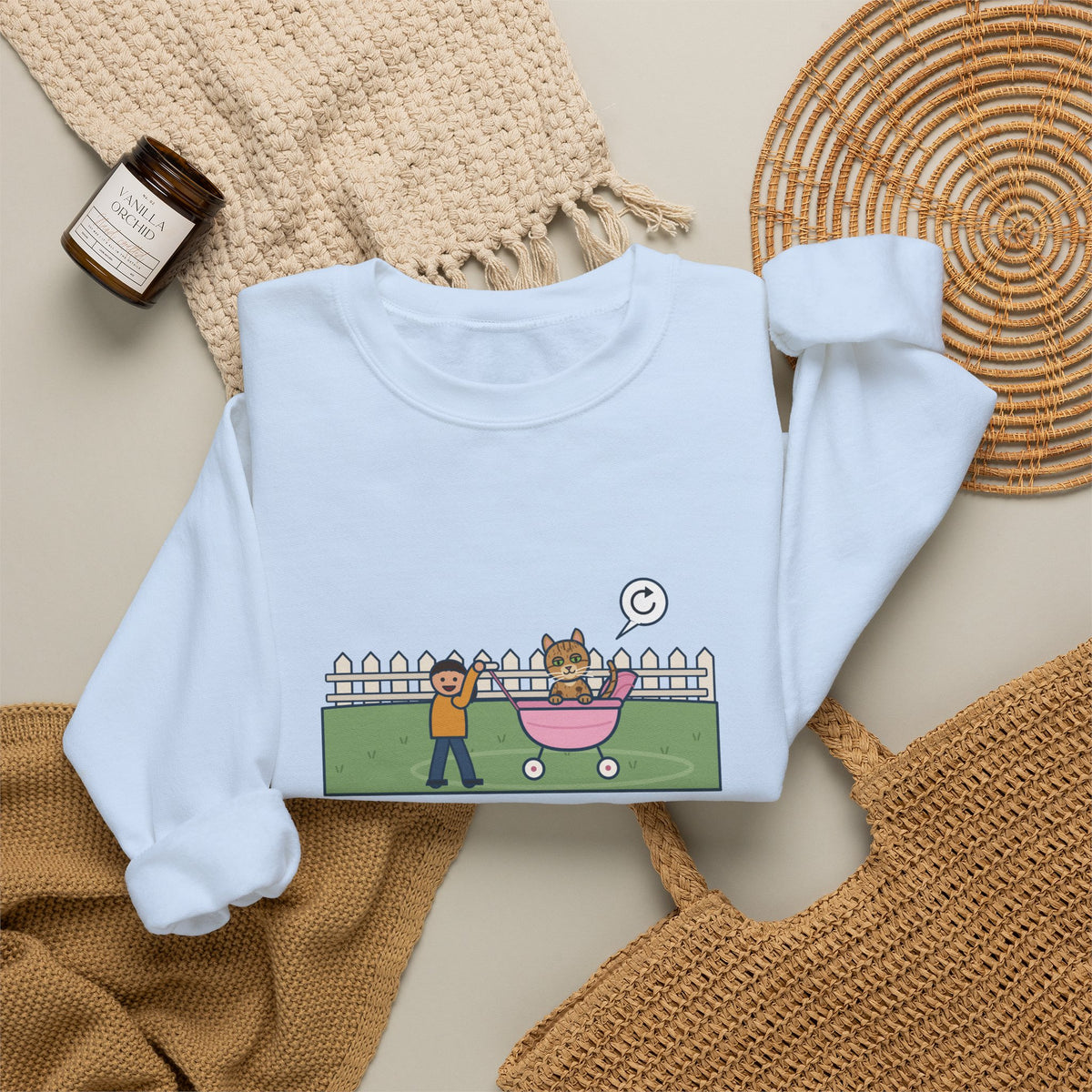 Australian Mist Cat Crewneck Sweatshirt - Rode Around the Yard in the Doll Stroller