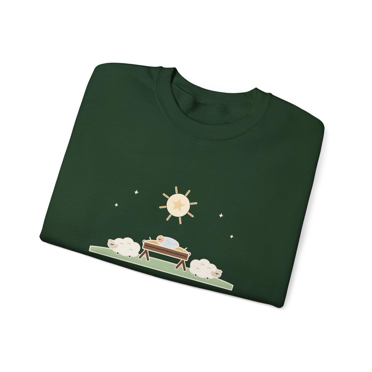 Away in a Manger Sweatshirt, Christmas Anonymous Quote Crewneck with Manger and Lambs