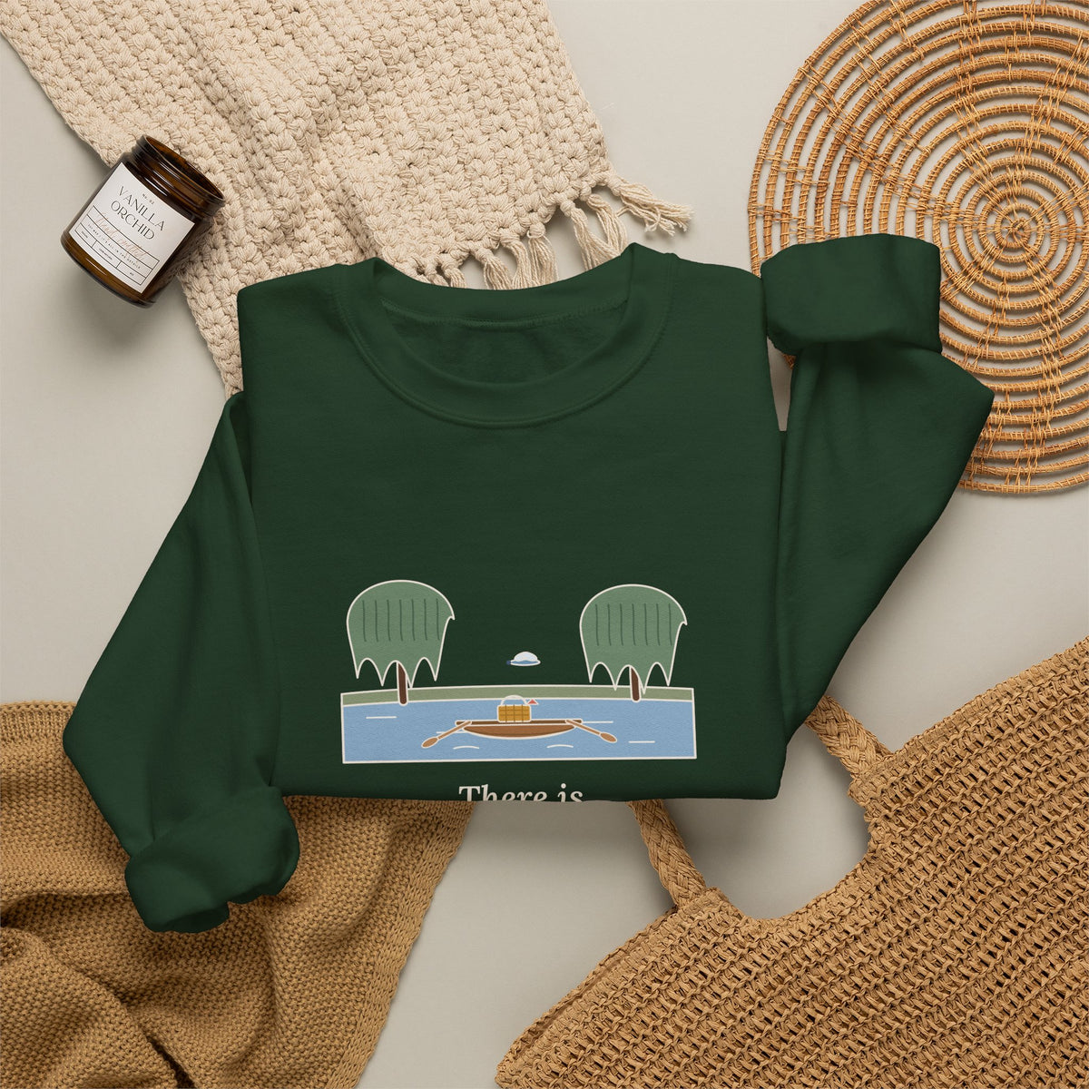 Simply Messing About in Boats Sweatshirt, Boating Grahame Quote Crewneck with River Rowboat