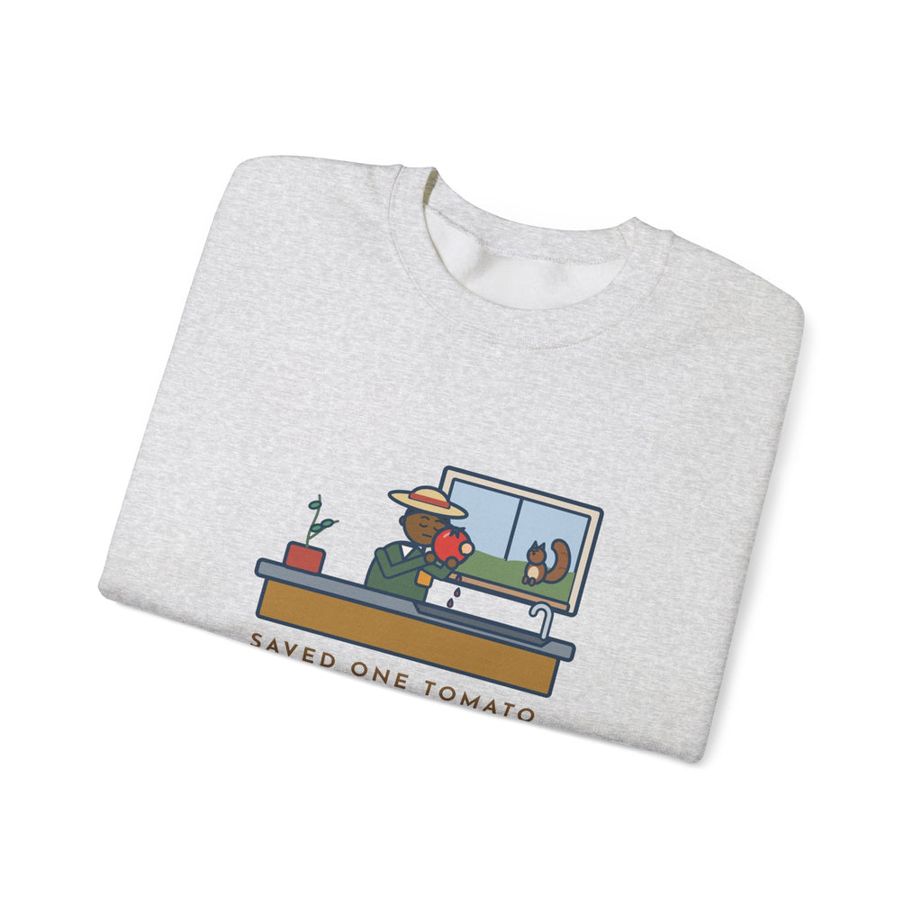 Saved One Tomato From the Squirrels Sweatshirt, Funny Gardener Crewneck with Sink Tomato
