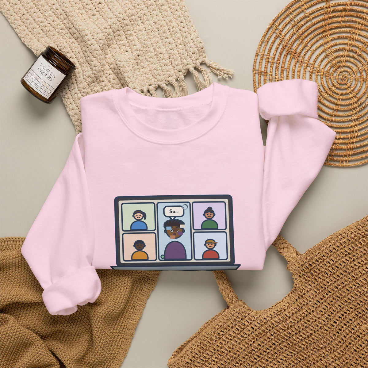 Video Call Sweatshirt, Unmuted for My Big Update, The Internet Froze on So, Funny Frozen Tile Crewneck