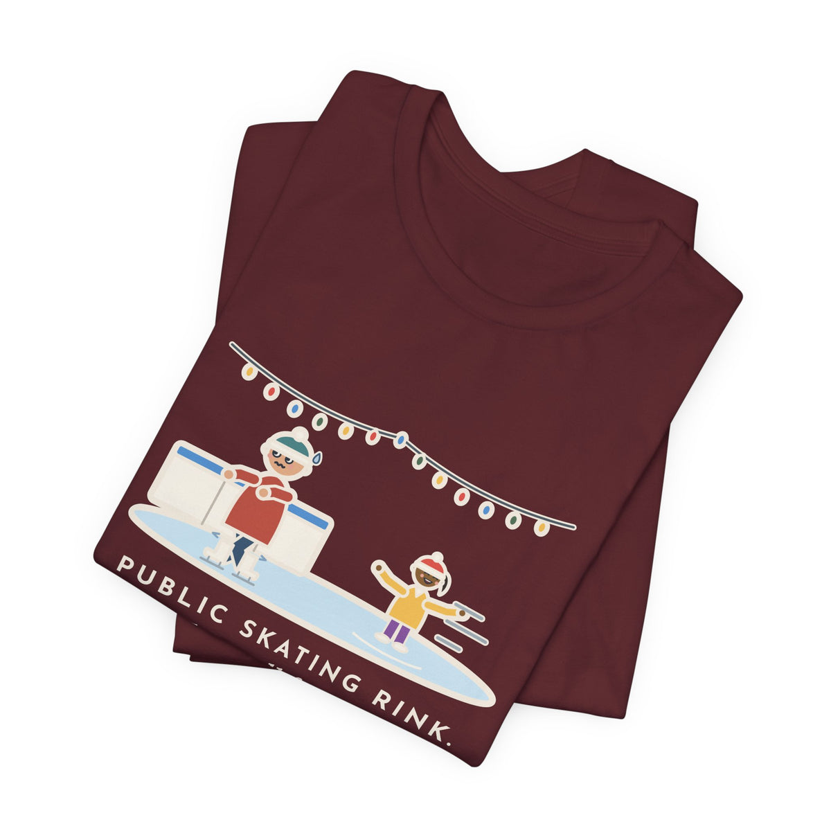 Funny Ice Skating T-Shirt, Held the Wall for an Hour, A Six-Year-Old Skated Past Me Backward, Outdoor Rink Tee
