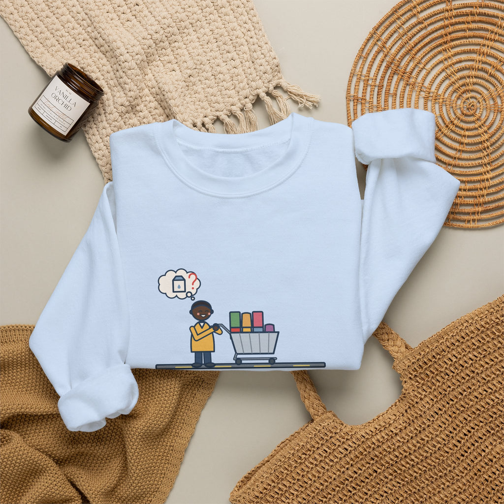 Grocery Run Sweatshirt, Went In for Milk, Came Out with a Cart Full of Snacks, Forgot the Milk, Funny Cart Full Crewneck