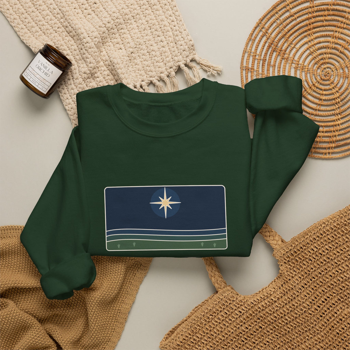 Good Tidings of Great Joy Sweatshirt, Christmas Luke 2:10 Quote Crewneck with Star over Field