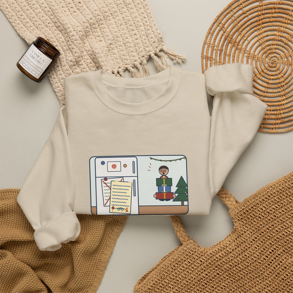 Christmas List Sweatshirt, Kids Wrote One in November, Rewrote It on December 23, Funny Fridge Door Crewneck