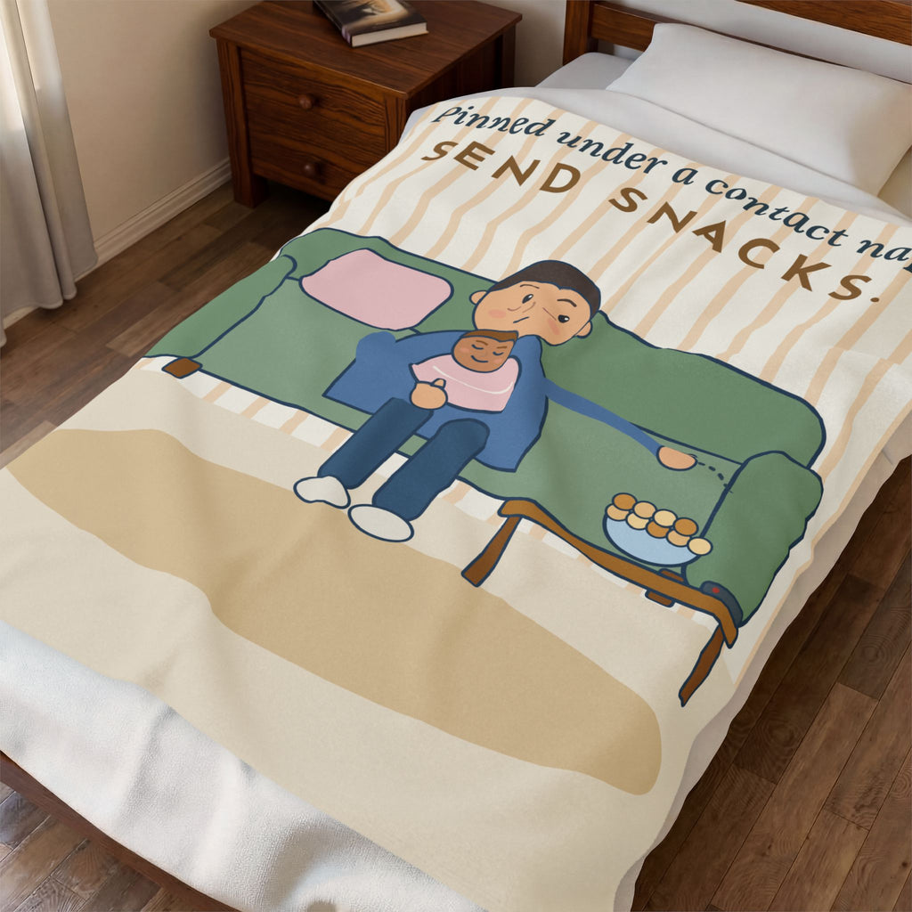 New Parent Blanket - Pinned Under a Contact Nap. Send Snacks. Velveteen Plush Throw