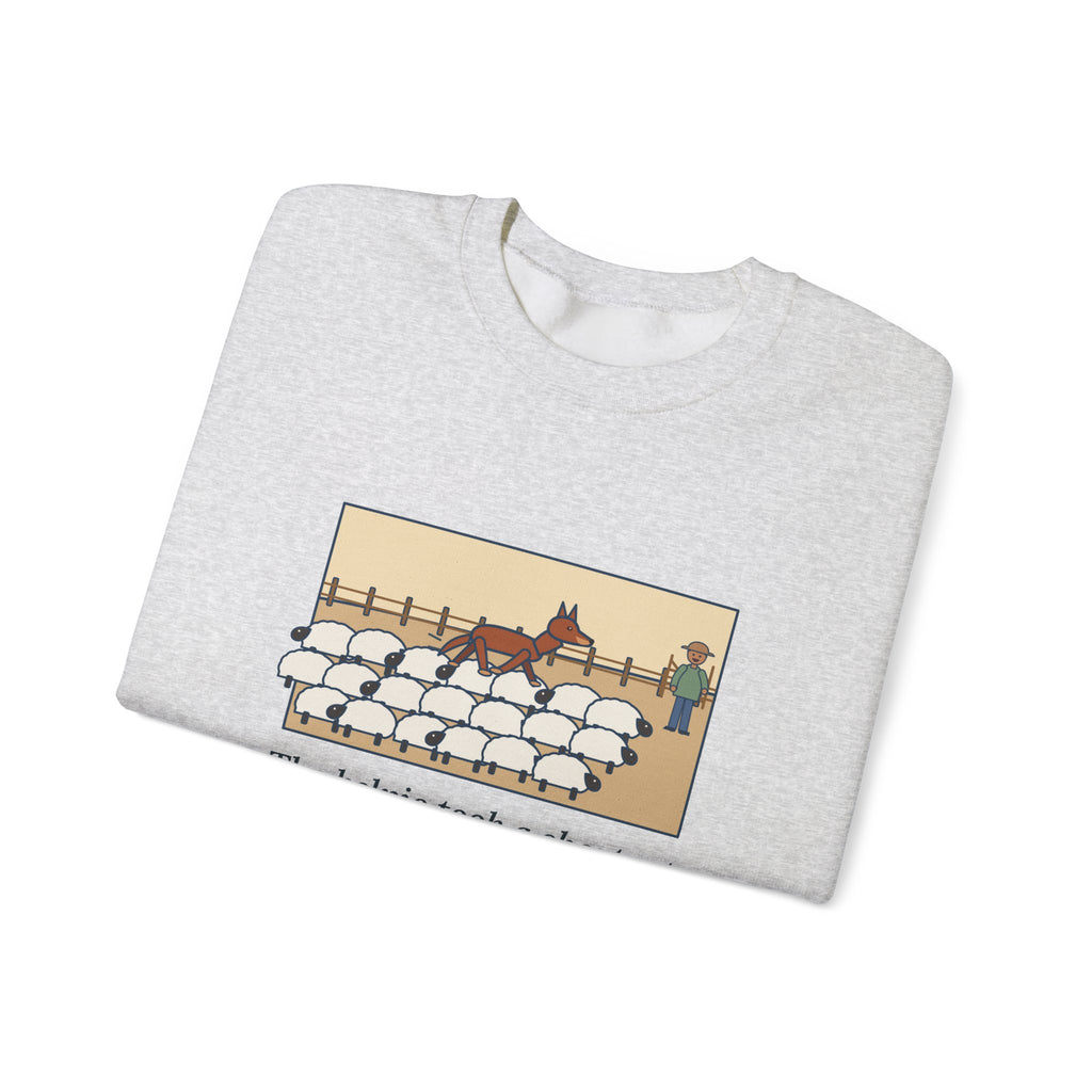 Australian Kelpie Sweatshirt, Took a Shortcut Across the Backs of the Sheep, Funny Paddock Shortcut Crewneck