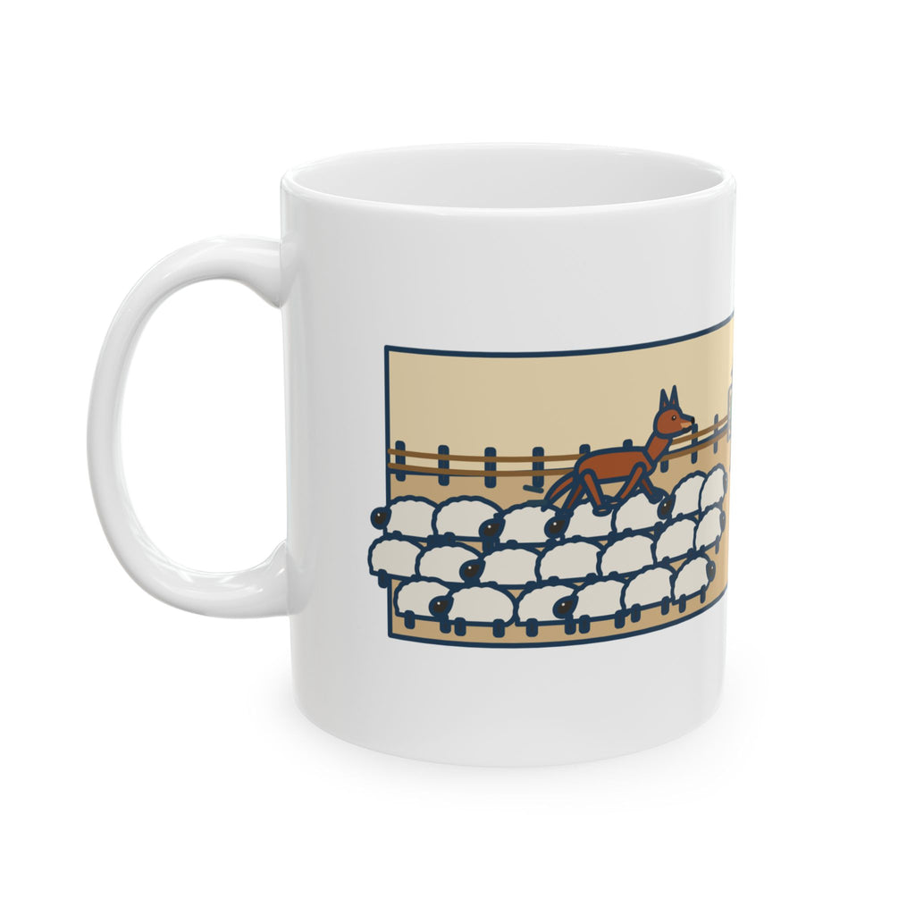 Australian Kelpie Mug, Took a Shortcut Across the Backs of the Sheep, Funny Coffee Mug 11oz