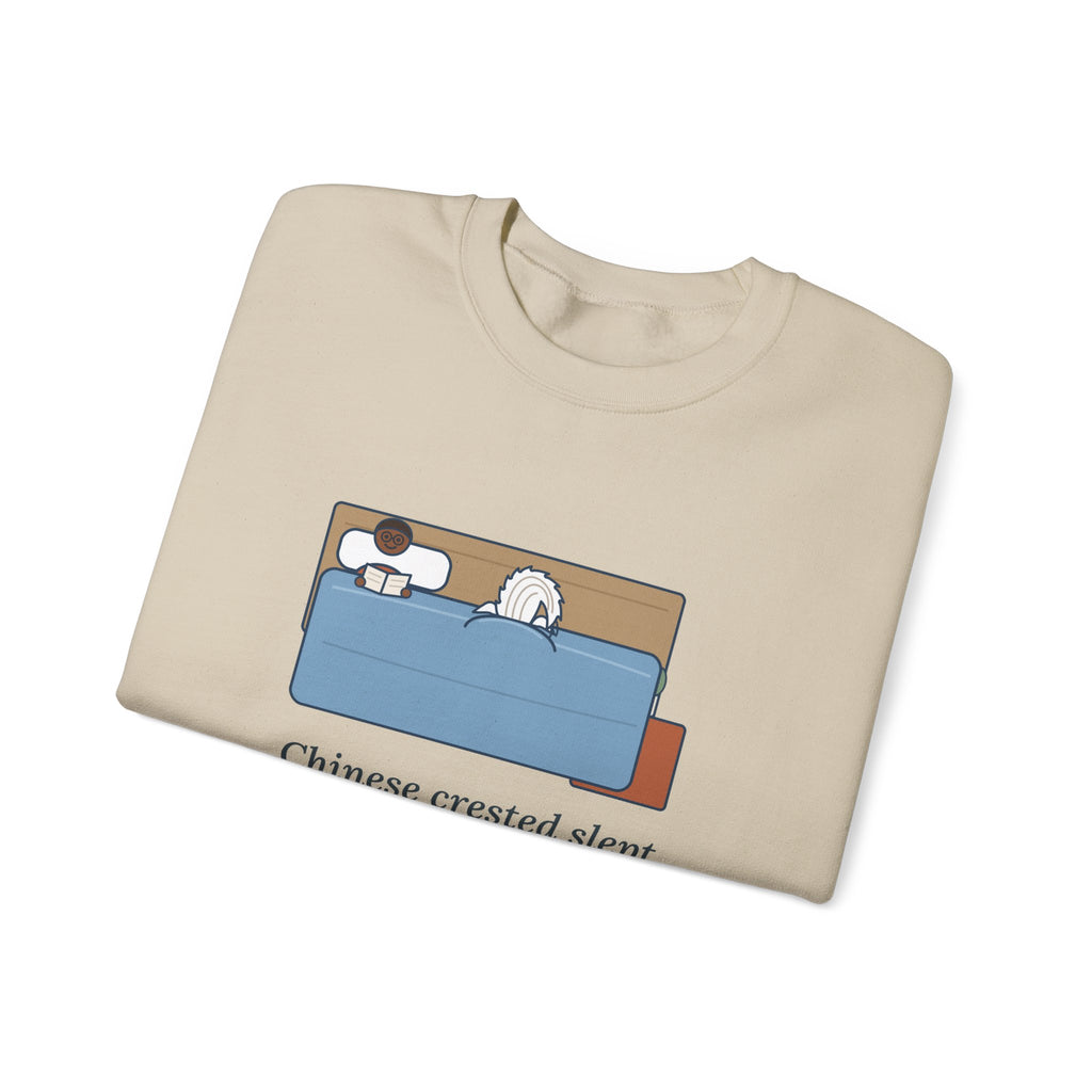 Chinese Crested Crewneck Sweatshirt - Cozy Dog Under the Comforter, Crest Showing