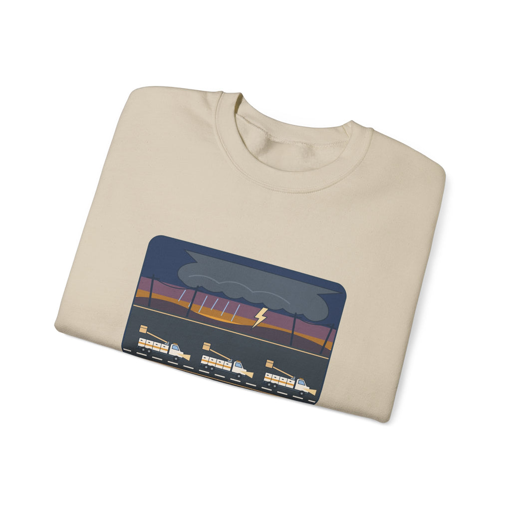 Lineworker Crewneck Sweatshirt - Mutual Aid. Any State. Any Storm. Gift