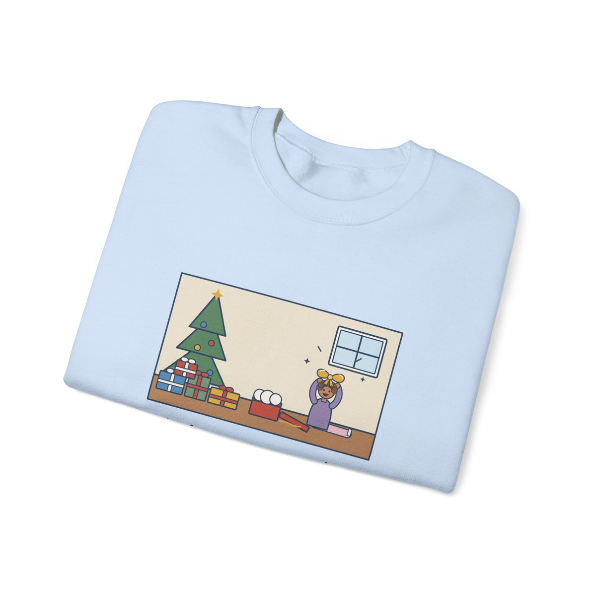 Christmas Morning Sweatshirt, The Toddler Opened One Gift and Spent an Hour with the Bow, Funny Shiny Bow Crewneck