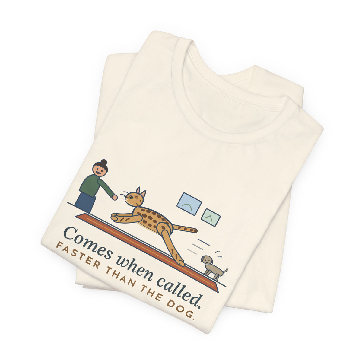 Ocicat T-Shirt - Comes When Called, Faster Than the Dog Funny Cat Tee