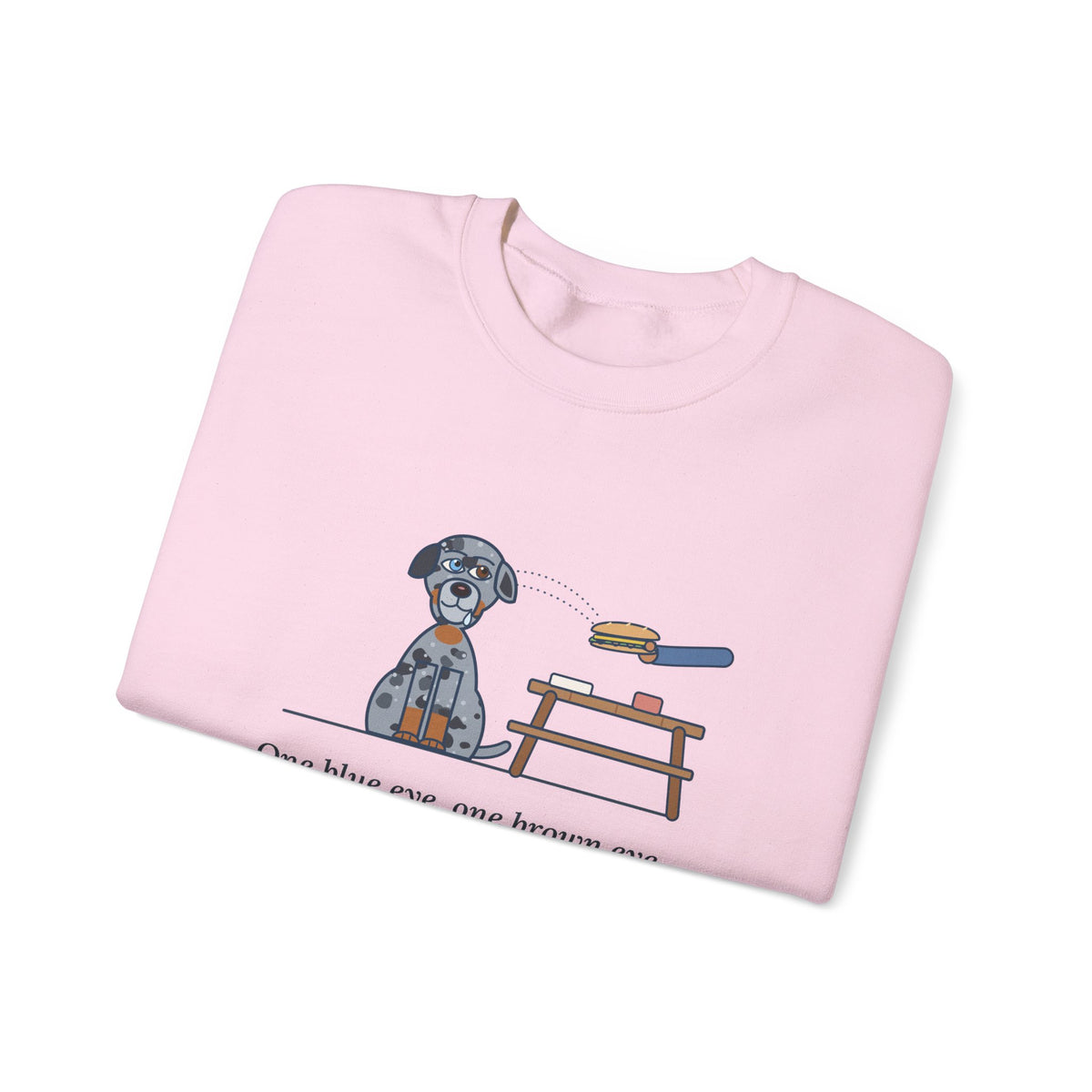 Catahoula Leopard Dog Crewneck Sweatshirt - One Blue Eye, One Brown Eye, Both on My Sandwich