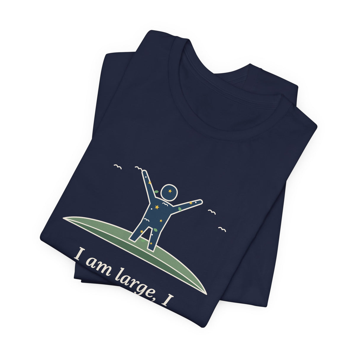 Walt Whitman Quote T-Shirt, I Am Large, I Contain Multitudes, Literary Starry Figure Tee